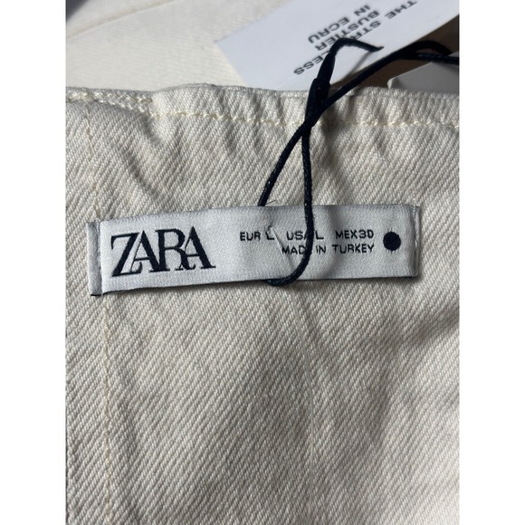 Zara ZW Denim Strapless Bustier Corset in Ecru - Picture 5 of 6